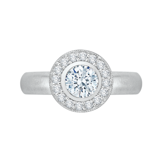 Round Diamond Halo Engagement Ring in 14K White Gold