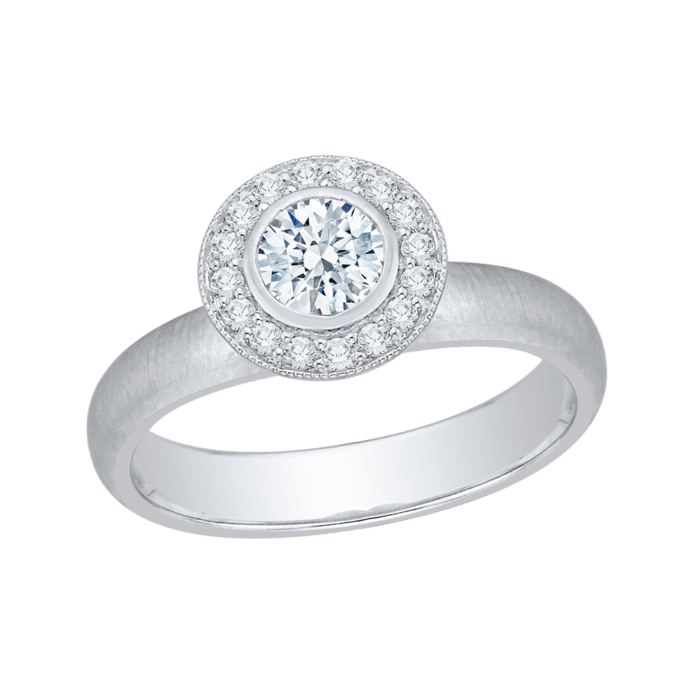 Round Diamond Halo Engagement Ring in 14K White Gold