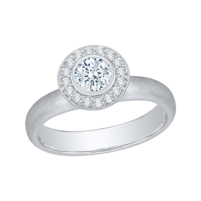 Round Diamond Halo Engagement Ring in 14K White Gold