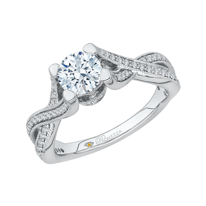 Split Shank Round Diamond Engagement Ring in 14K White Gold