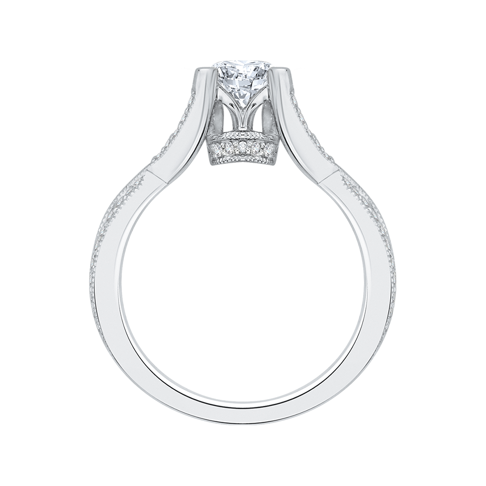 Split Shank Round Diamond Engagement Ring in 14K White Gold