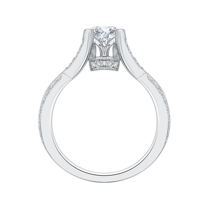 Split Shank Round Diamond Engagement Ring in 14K White Gold