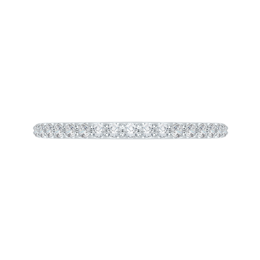 Round Diamond Half-Eternity Wedding Band In 14K White Gold