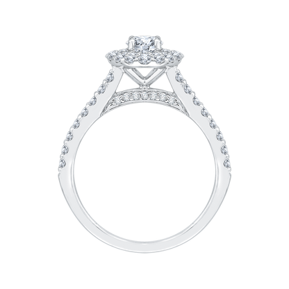 Round Diamond Double Halo Engagement Ring in 14K White Gold