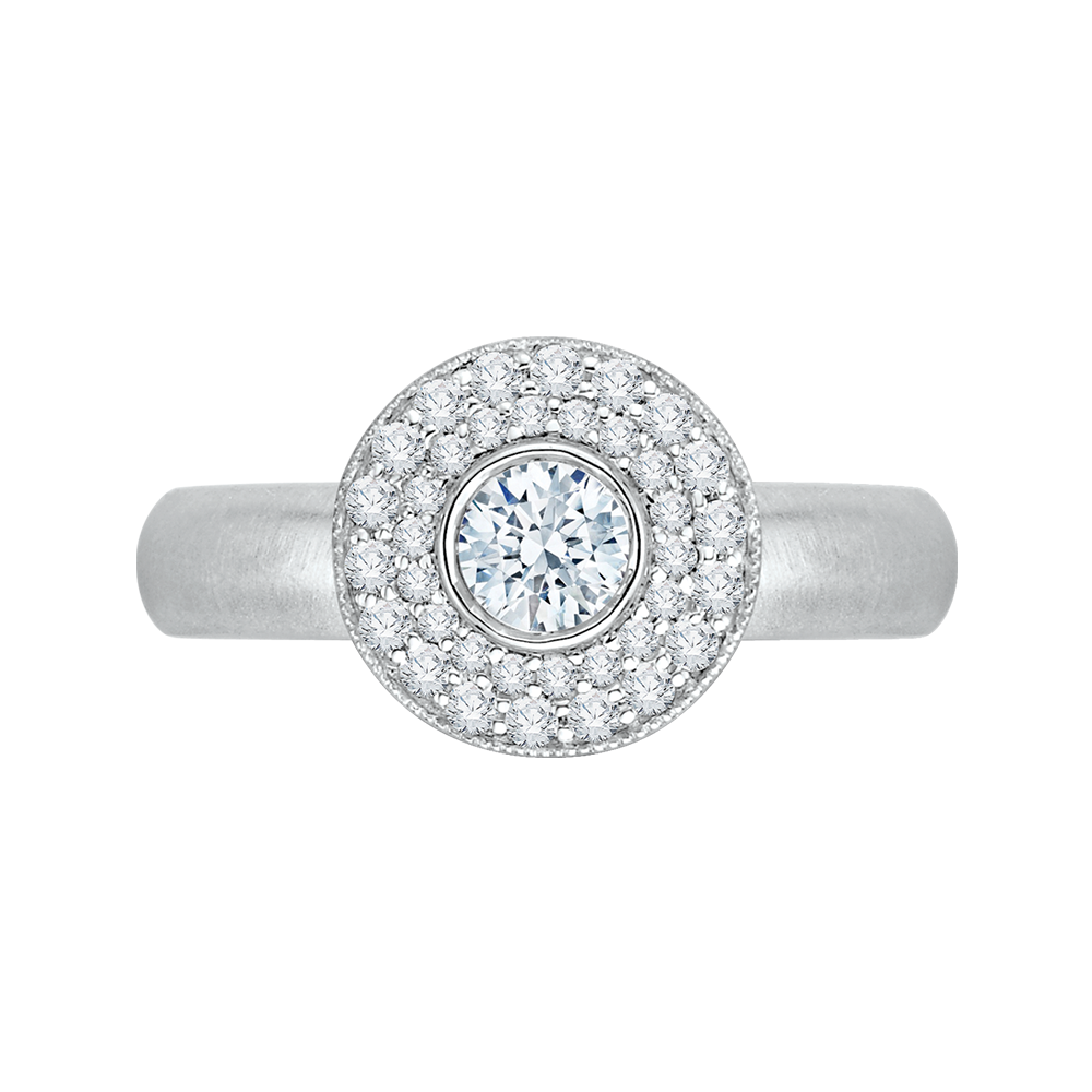 Diamond Double Halo Engagement Ring in 14K White Gold