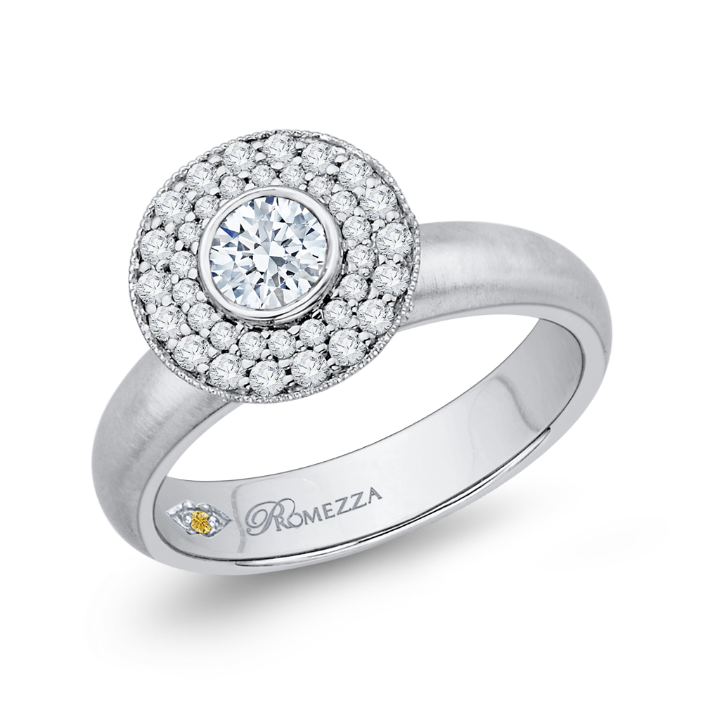 Diamond Double Halo Engagement Ring in 14K White Gold