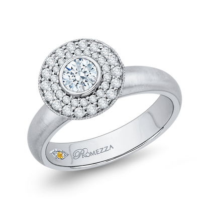 Diamond Double Halo Engagement Ring in 14K White Gold