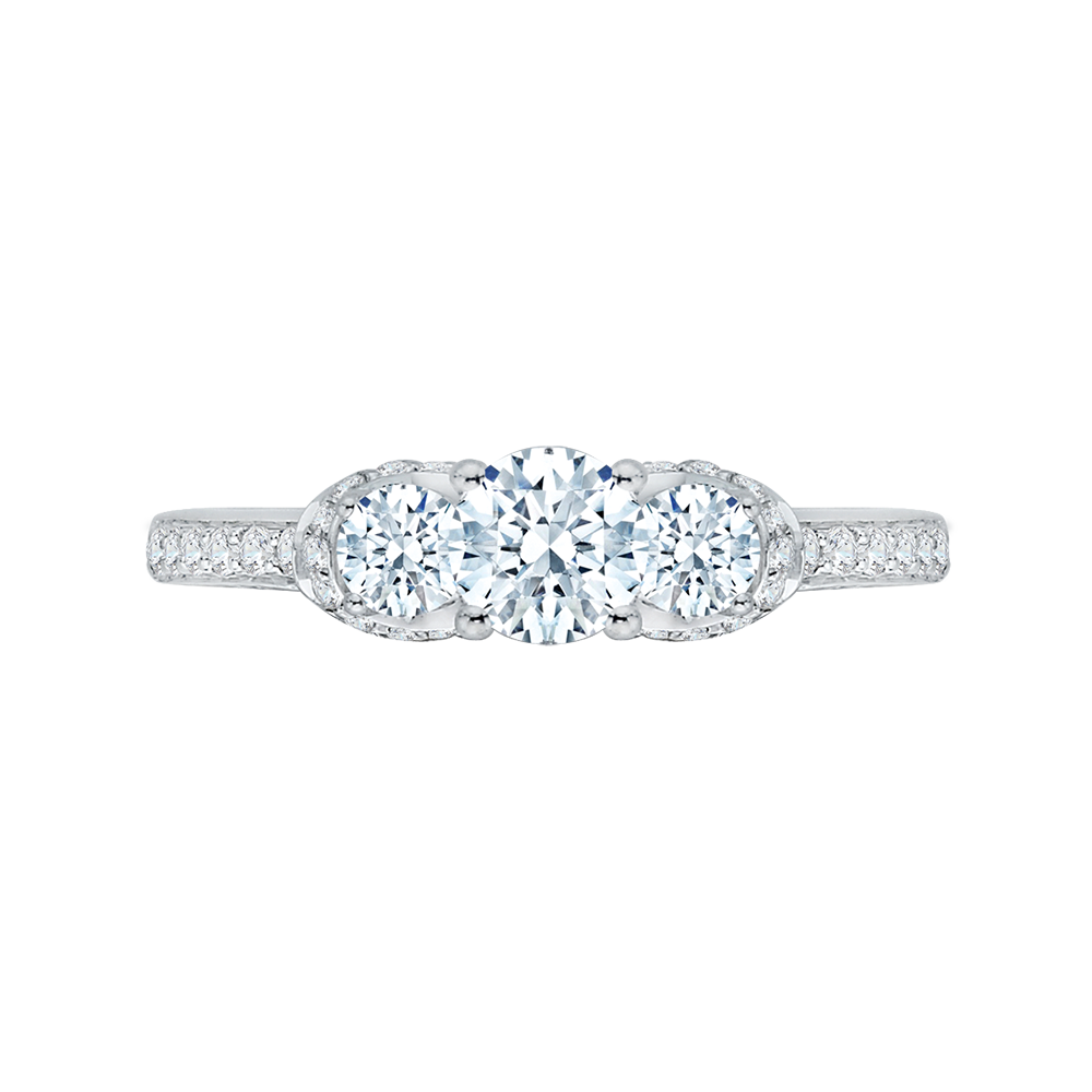 Diamond Three-Stone Engagement Ring In 14K White Gold