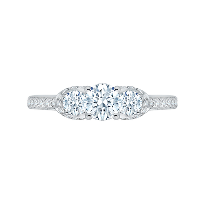 Diamond Three-Stone Engagement Ring In 14K White Gold