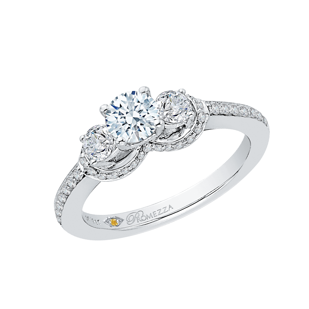 Diamond Three-Stone Engagement Ring In 14K White Gold