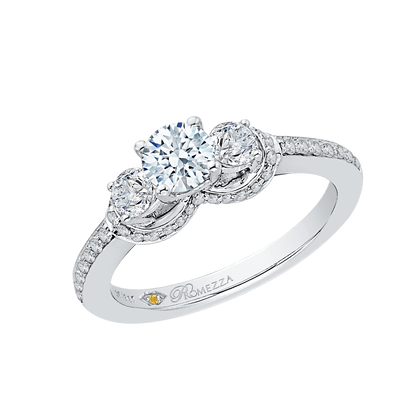 Diamond Three-Stone Engagement Ring In 14K White Gold