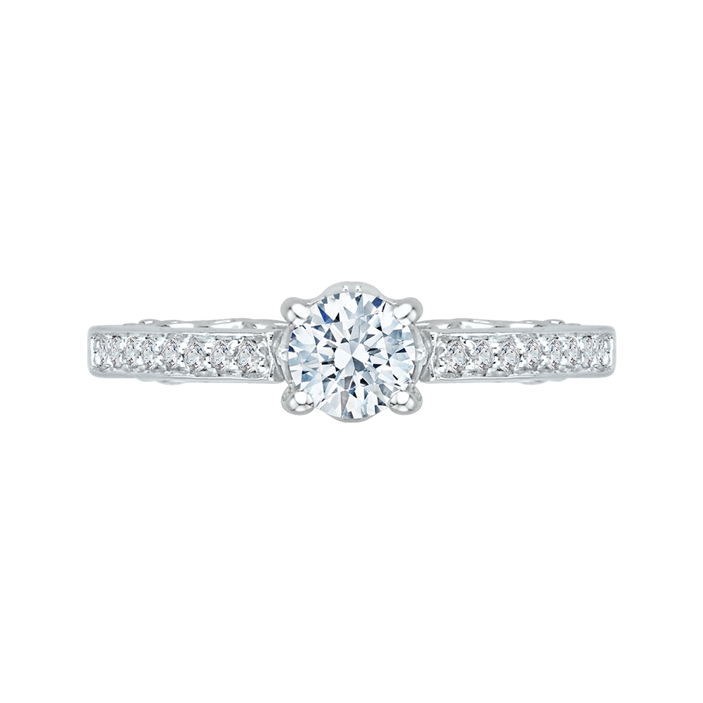 Round Diamond Engagement Ring In 14K White Gold