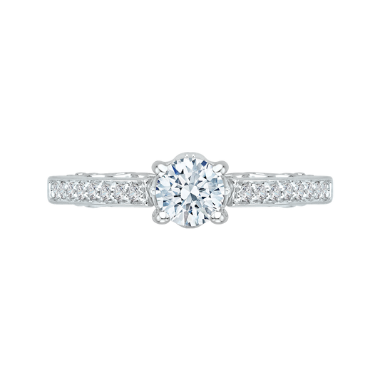 Round Diamond Engagement Ring In 14K White Gold