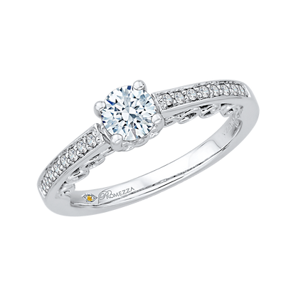 Round Diamond Engagement Ring In 14K White Gold