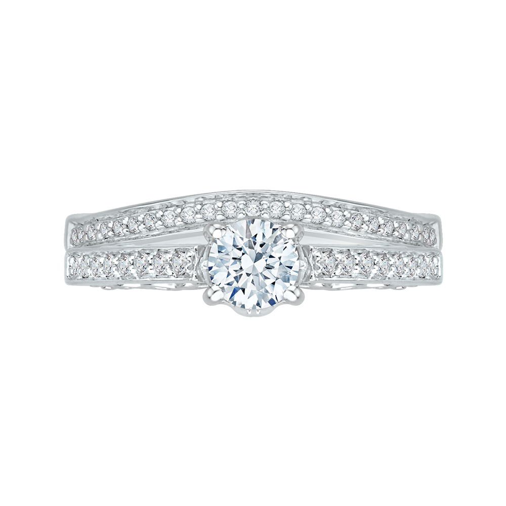 Round Diamond Engagement Ring In 14K White Gold