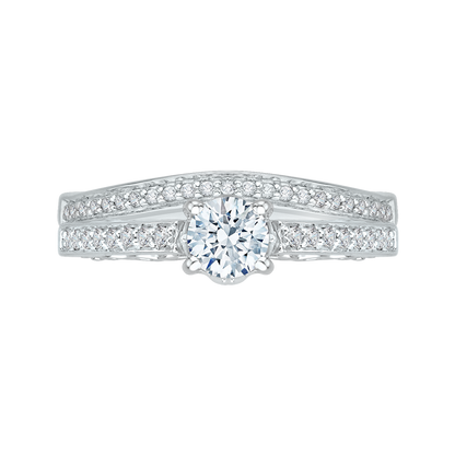 Round Diamond Engagement Ring In 14K White Gold