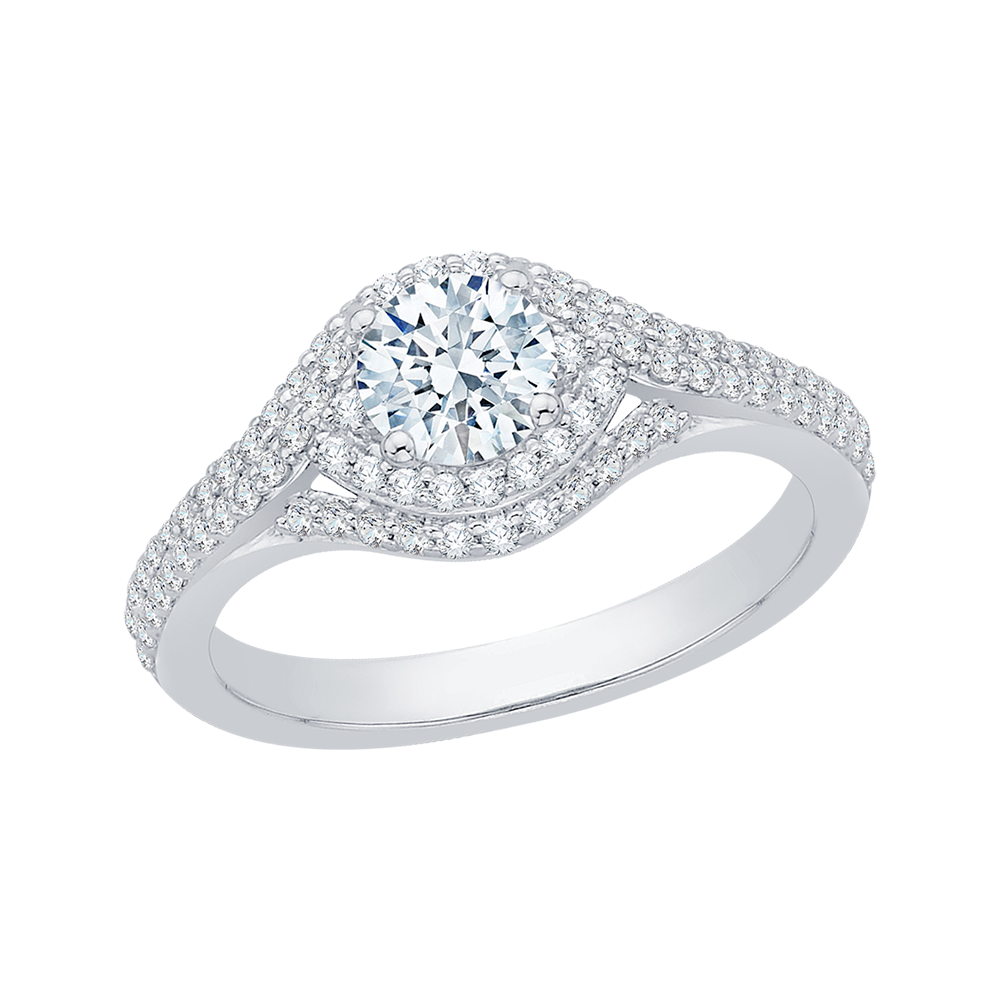 Round Diamond Engagement Ring in 14K White Gold