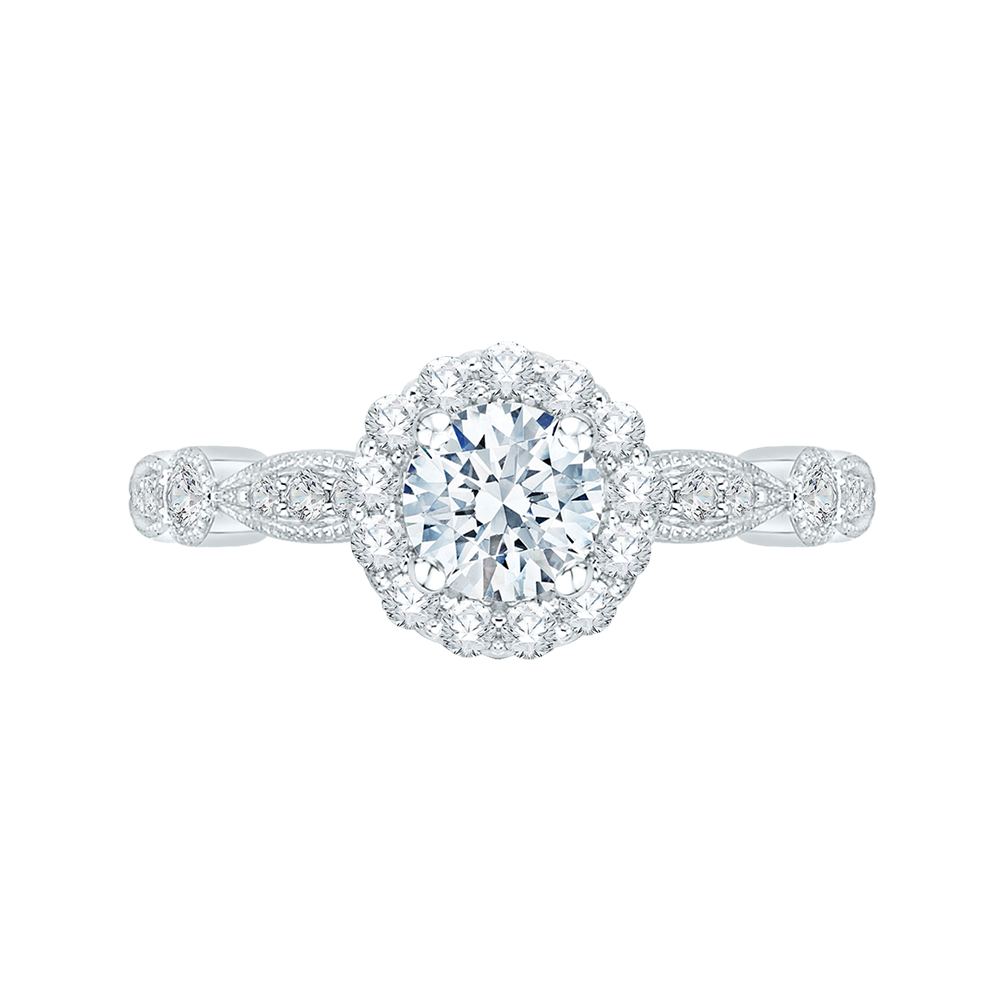 Diamond Halo Engagement Ring in 14K White Gold