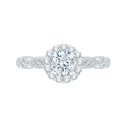 Diamond Halo Engagement Ring in 14K White Gold