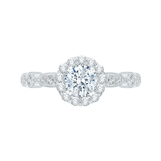 Diamond Halo Engagement Ring in 14K White Gold