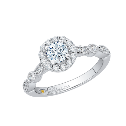 Diamond Halo Engagement Ring in 14K White Gold