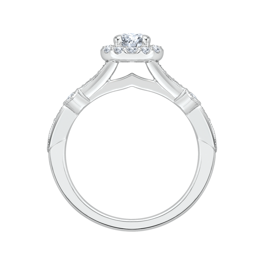 Diamond Halo Engagement Ring in 14K White Gold