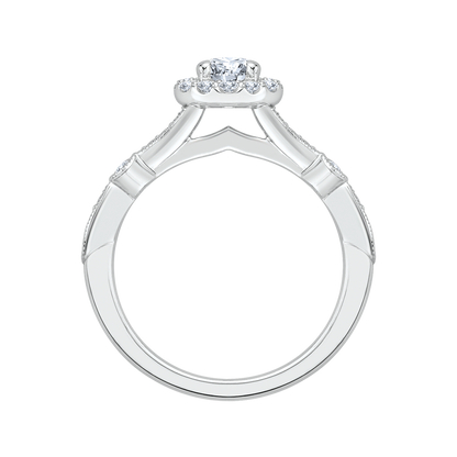 Diamond Halo Engagement Ring in 14K White Gold