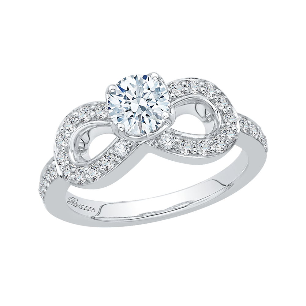 Round Diamond Infinity Engagement Ring in 14K White Gold