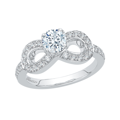 Round Diamond Infinity Engagement Ring in 14K White Gold