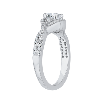 Diamond Engagement Ring Set in 14K White Gold