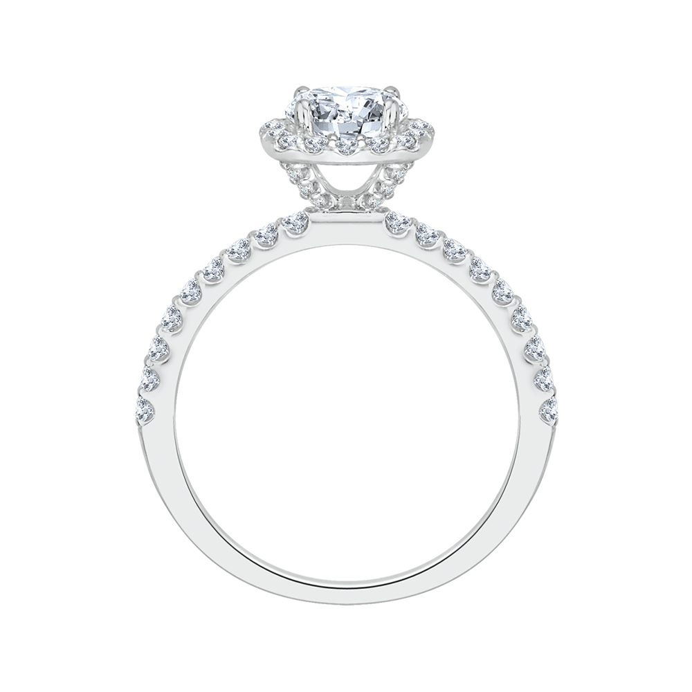 Round Diamond Halo Engagement Ring in 14K White Gold