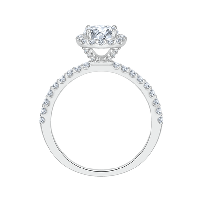 Round Diamond Halo Engagement Ring in 14K White Gold