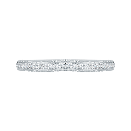 Round Diamond Half-Eternity Wedding Band in 14K White Gold