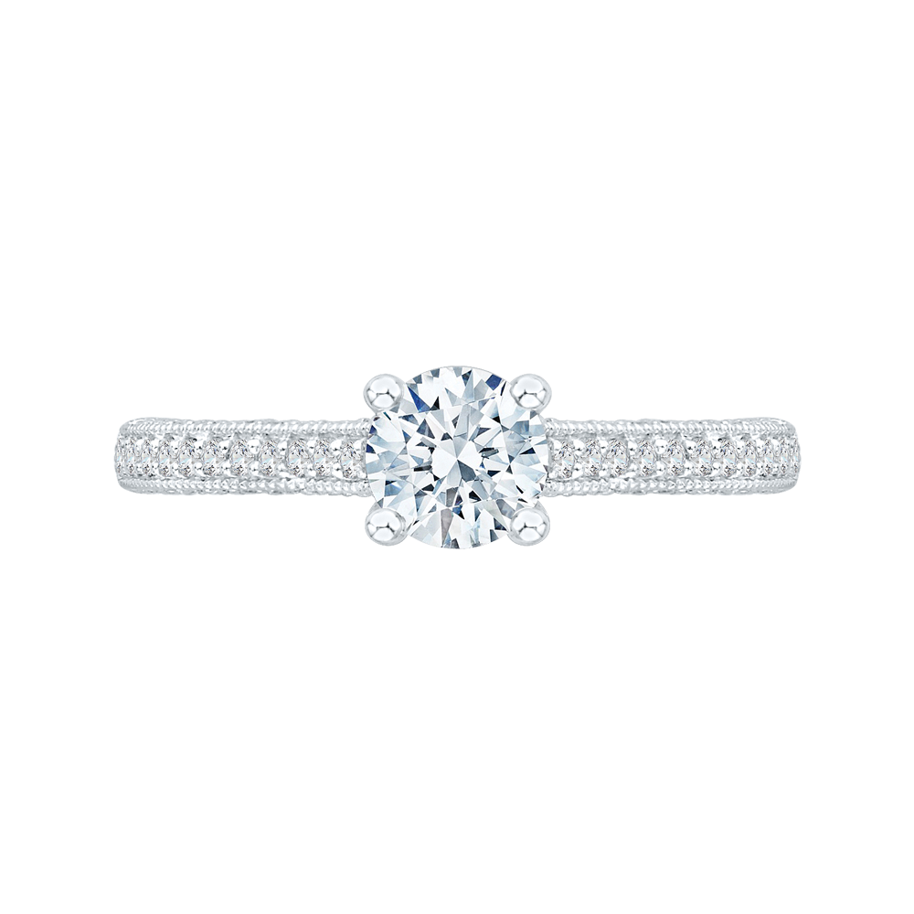 Diamond Cathedral Style Engagement Ring In 14K White Gold