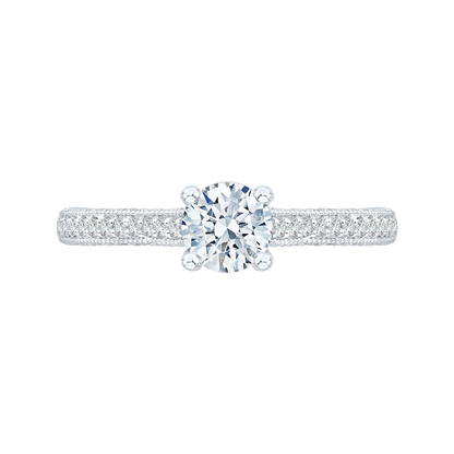 Diamond Cathedral Style Engagement Ring In 14K White Gold