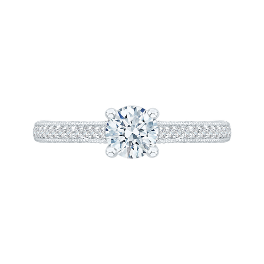 Diamond Cathedral Style Engagement Ring In 14K White Gold