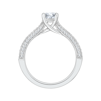 Diamond Cathedral Style Engagement Ring In 14K White Gold