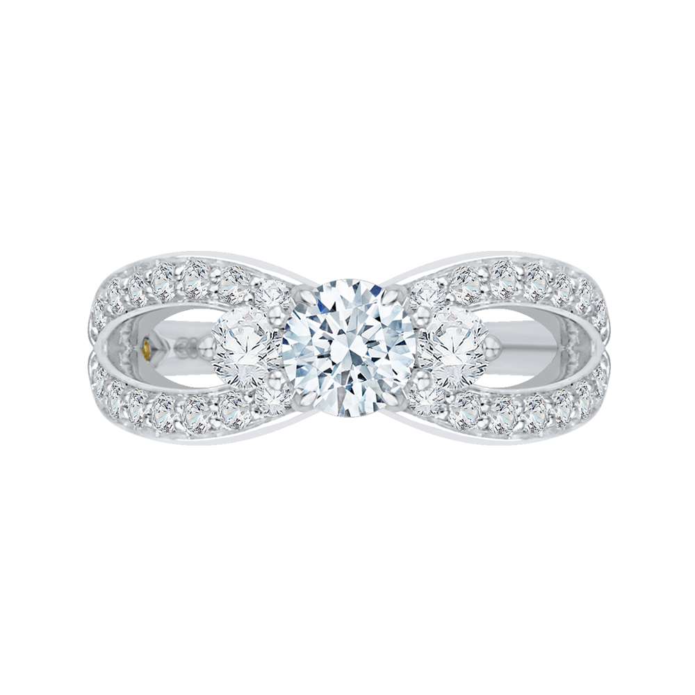 Split Shank Diamond Three-Stone Engagement Ring in 14K White Gold