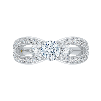 Split Shank Diamond Three-Stone Engagement Ring in 14K White Gold