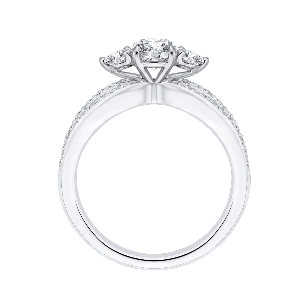 Split Shank Diamond Three-Stone Engagement Ring in 14K White Gold