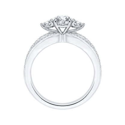 Split Shank Diamond Three-Stone Engagement Ring in 14K White Gold