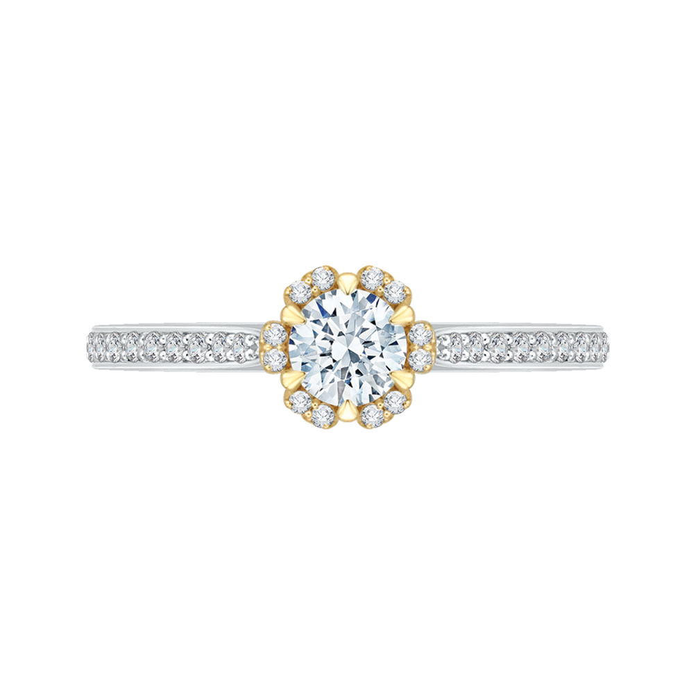 Round Diamond Engagement Ring in 14K Two Tone Gold