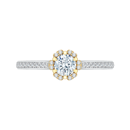 Round Diamond Engagement Ring in 14K Two Tone Gold