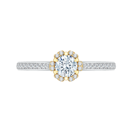 Round Diamond Engagement Ring in 14K Two Tone Gold