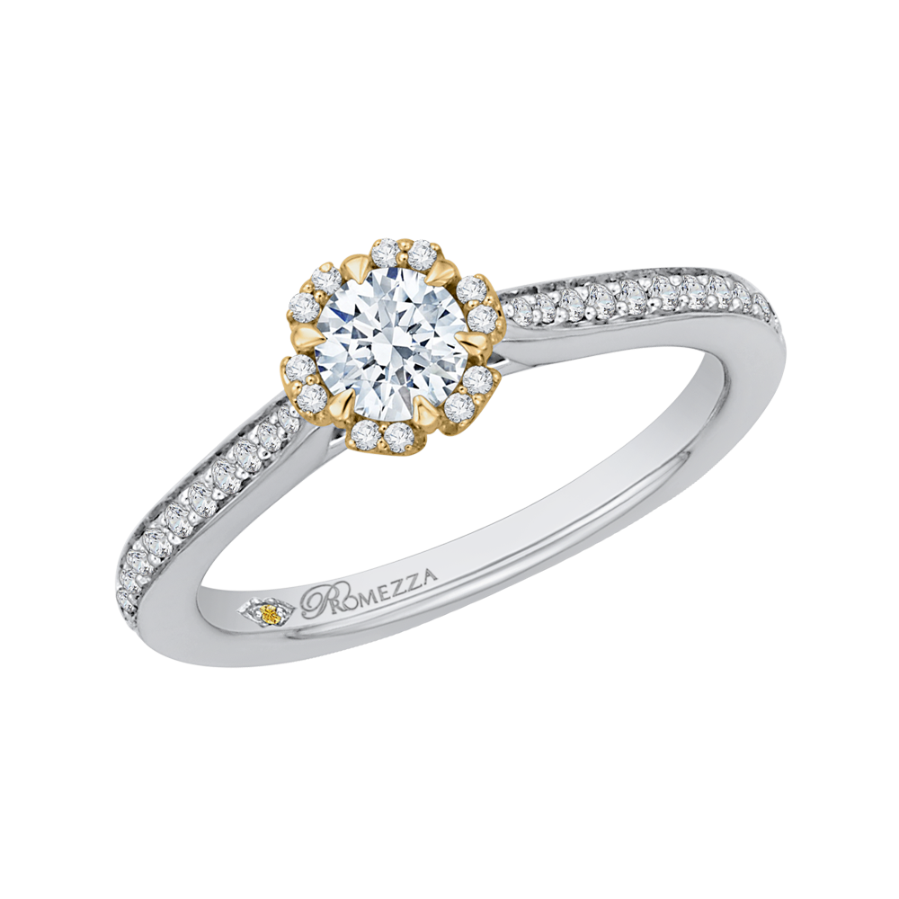 Round Diamond Engagement Ring in 14K Two Tone Gold