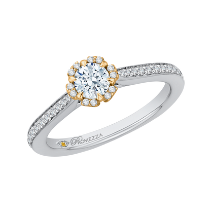 Round Diamond Engagement Ring in 14K Two Tone Gold