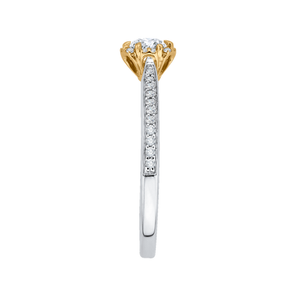 Round Diamond Engagement Ring in 14K Two Tone Gold