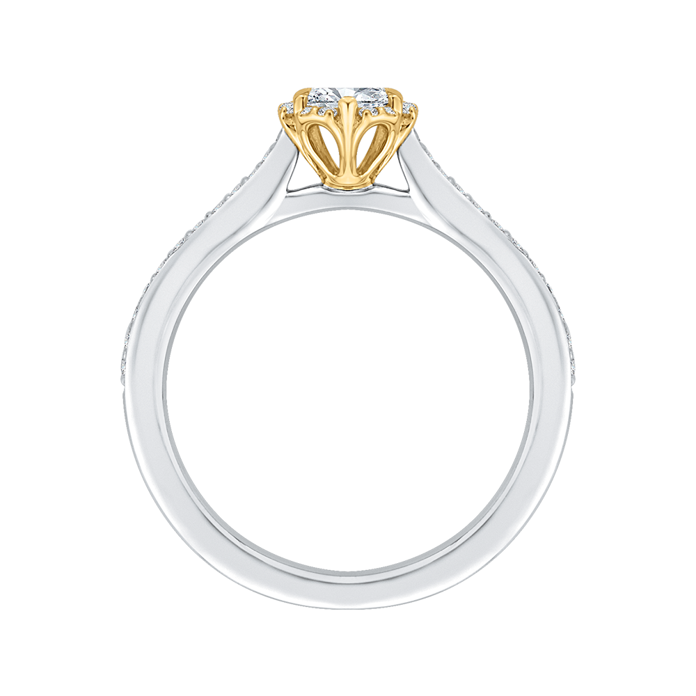 Round Diamond Engagement Ring in 14K Two Tone Gold