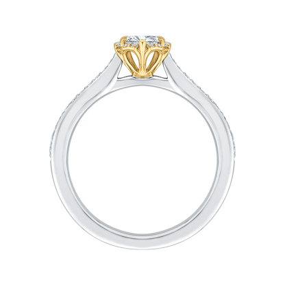 Round Diamond Engagement Ring in 14K Two Tone Gold