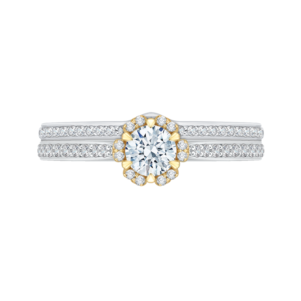 Round Diamond Engagement Ring in 14K Two Tone Gold